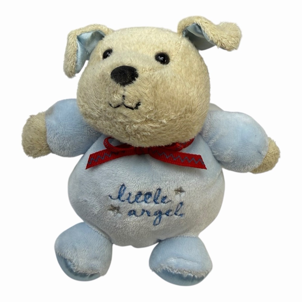 Rare Carters "Little Angel" Blue‎ Puppy Satin Wings Plush 5" Prestige Toy Rattle